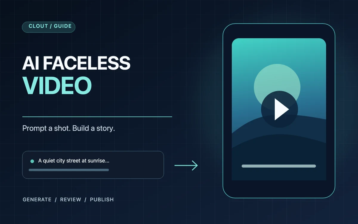 Illustration of a faceless video prompt becoming a vertical visual scene