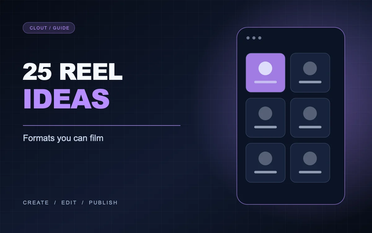 Illustration of six visual content tiles for faceless Reel ideas
