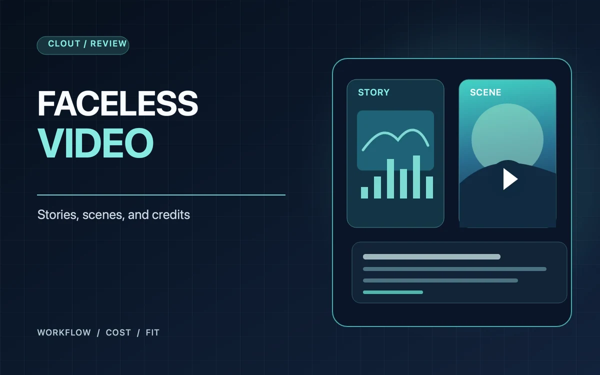 Illustration comparing narrated faceless story scenes and a short generated clip