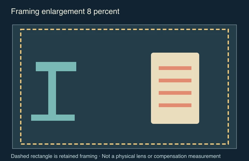 Original lamp and card framing diagram with a centered retained rectangle for eight percent enlargement