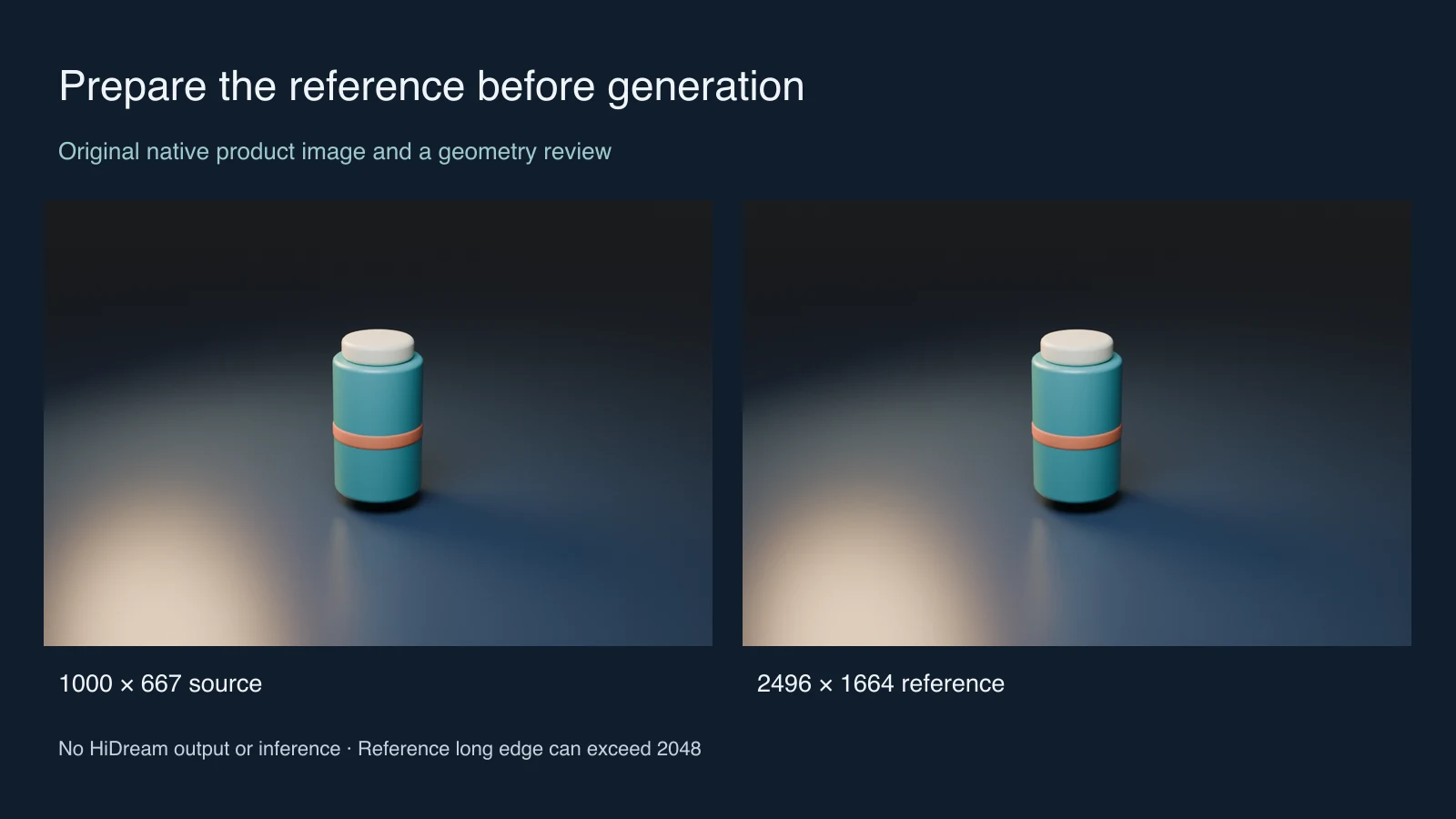 Original native bottle reference and prepared image showing the change from 1000 by 667 to 2496 by 1664