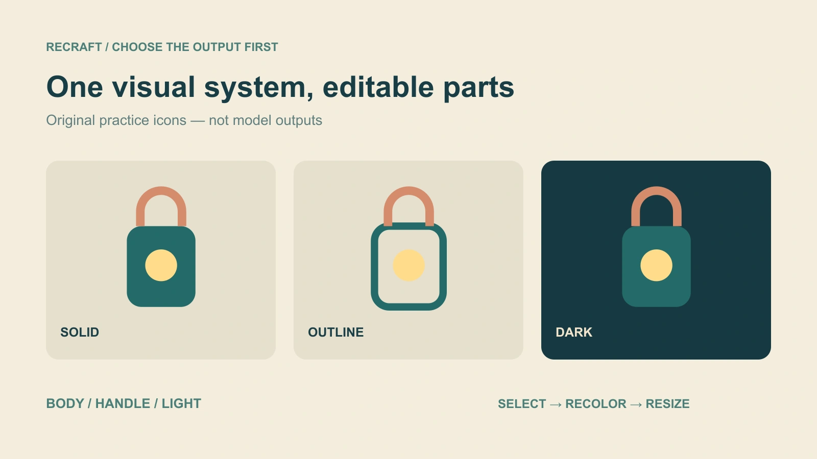 Original teal amber and terracotta lantern icon kit with solid outline and dark-background variations