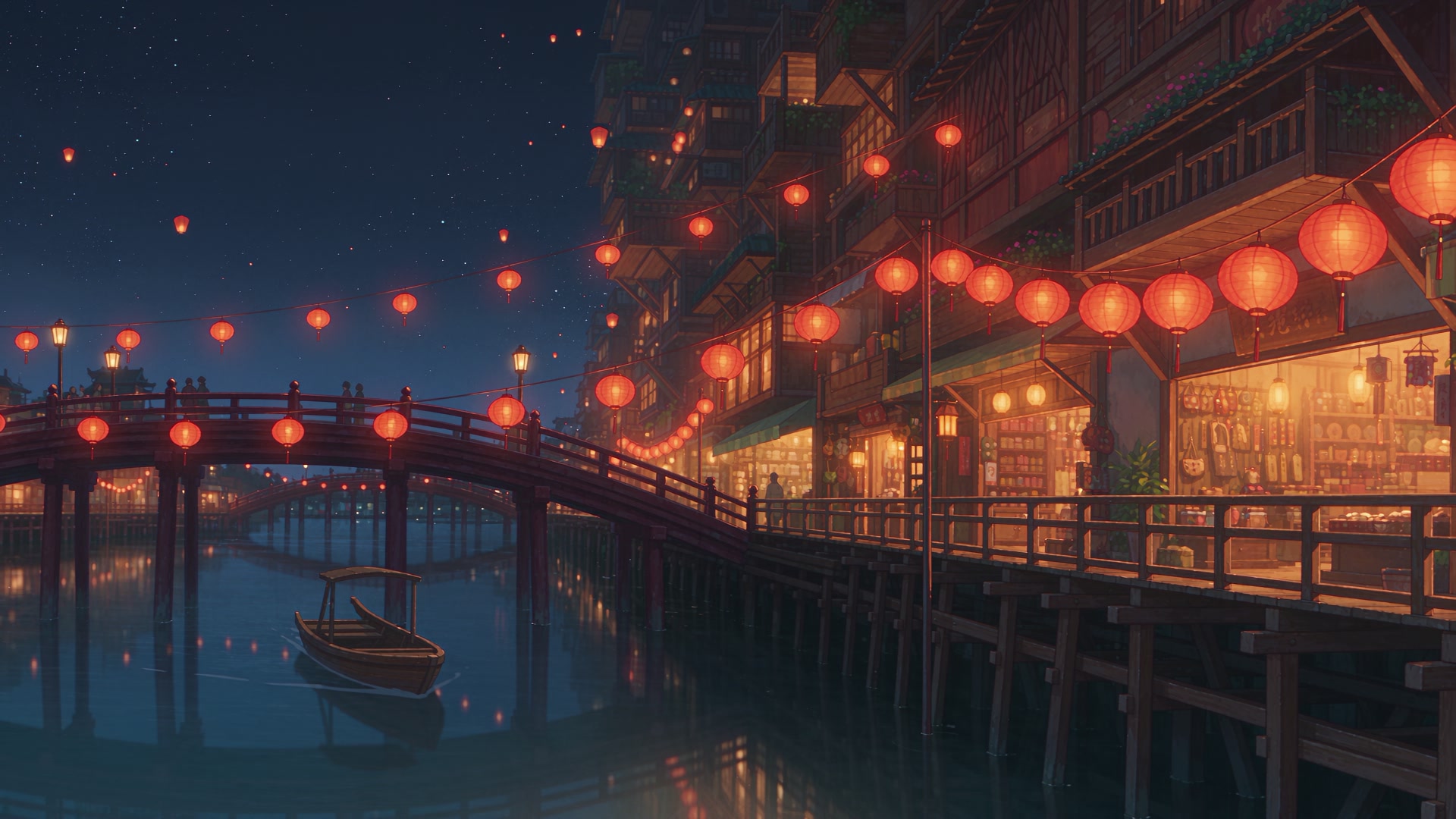 Lanterns after dark